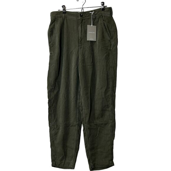 Everlane The Tencel Relaxed Chino Pants Olive Green High Rise Women 6 NWT Pocket - Picture 2 of 12
